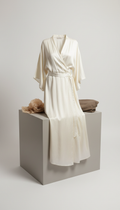 Silk Midi Dress with Draped Waist