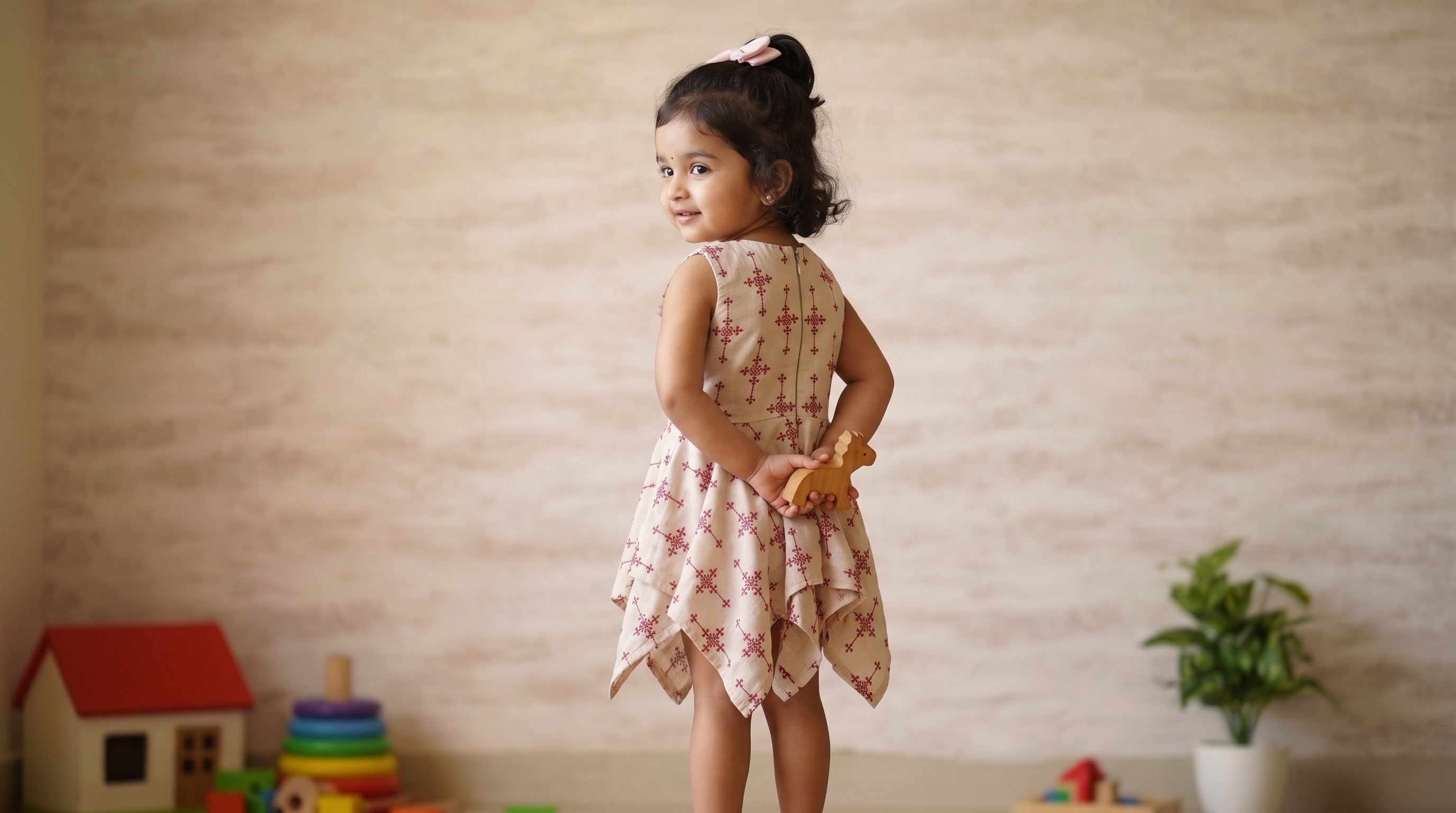 Girls Floral Embellished Handkerchief Dress