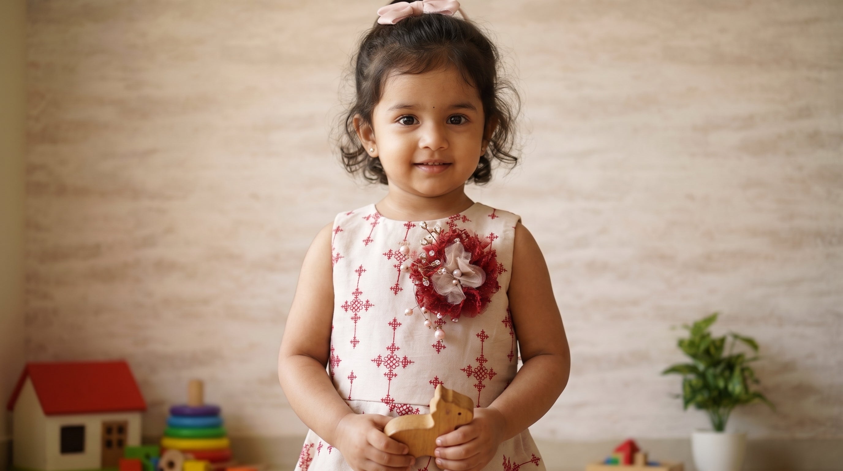 Girls Floral Embellished Handkerchief Dress