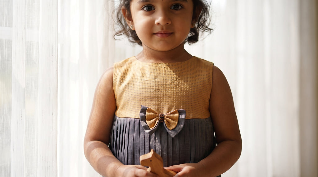 Antique Ochre & Azure Girls Dress
