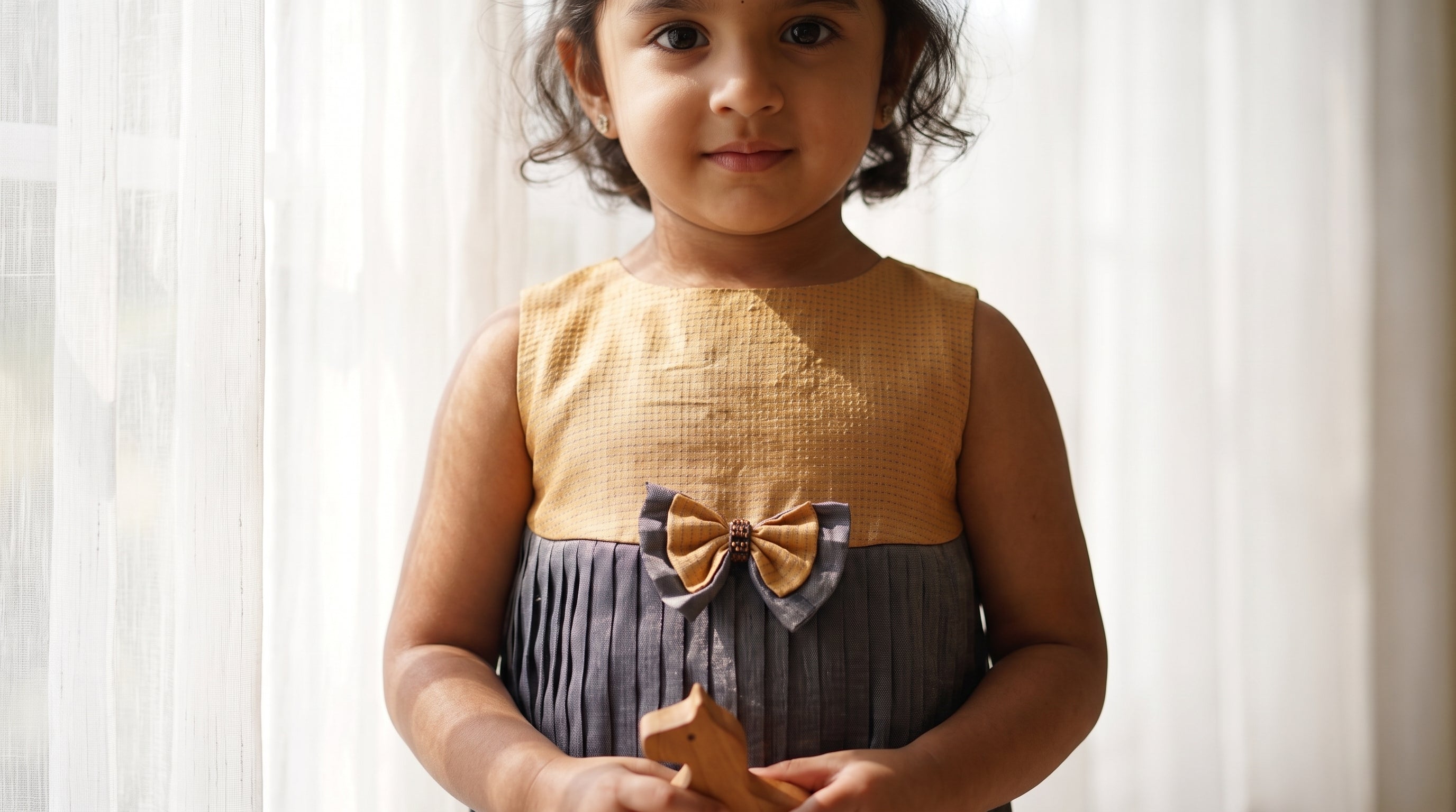 Antique Ochre & Azure Girls Dress