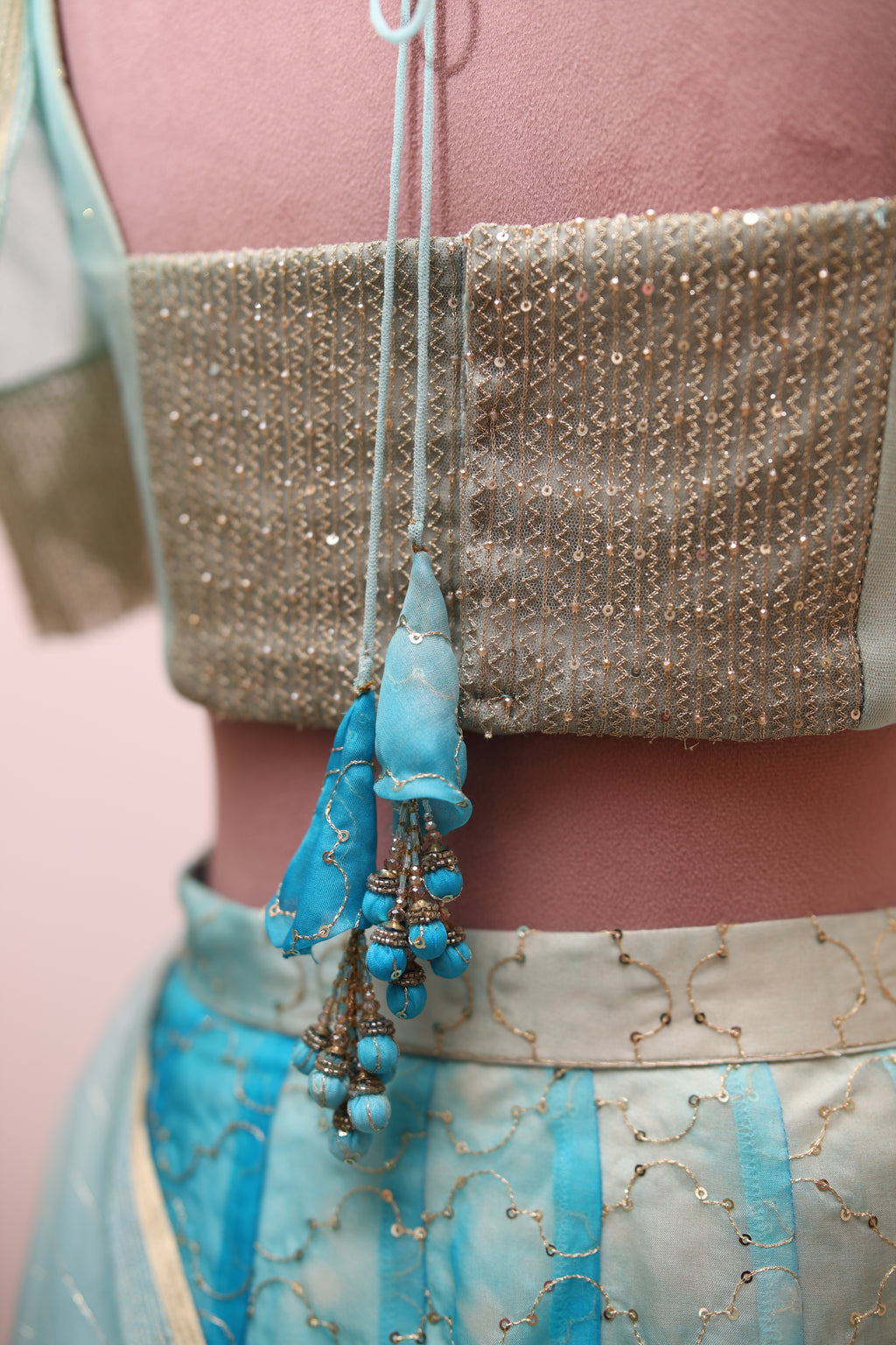 Celeste Blue Organza Lehenga Set