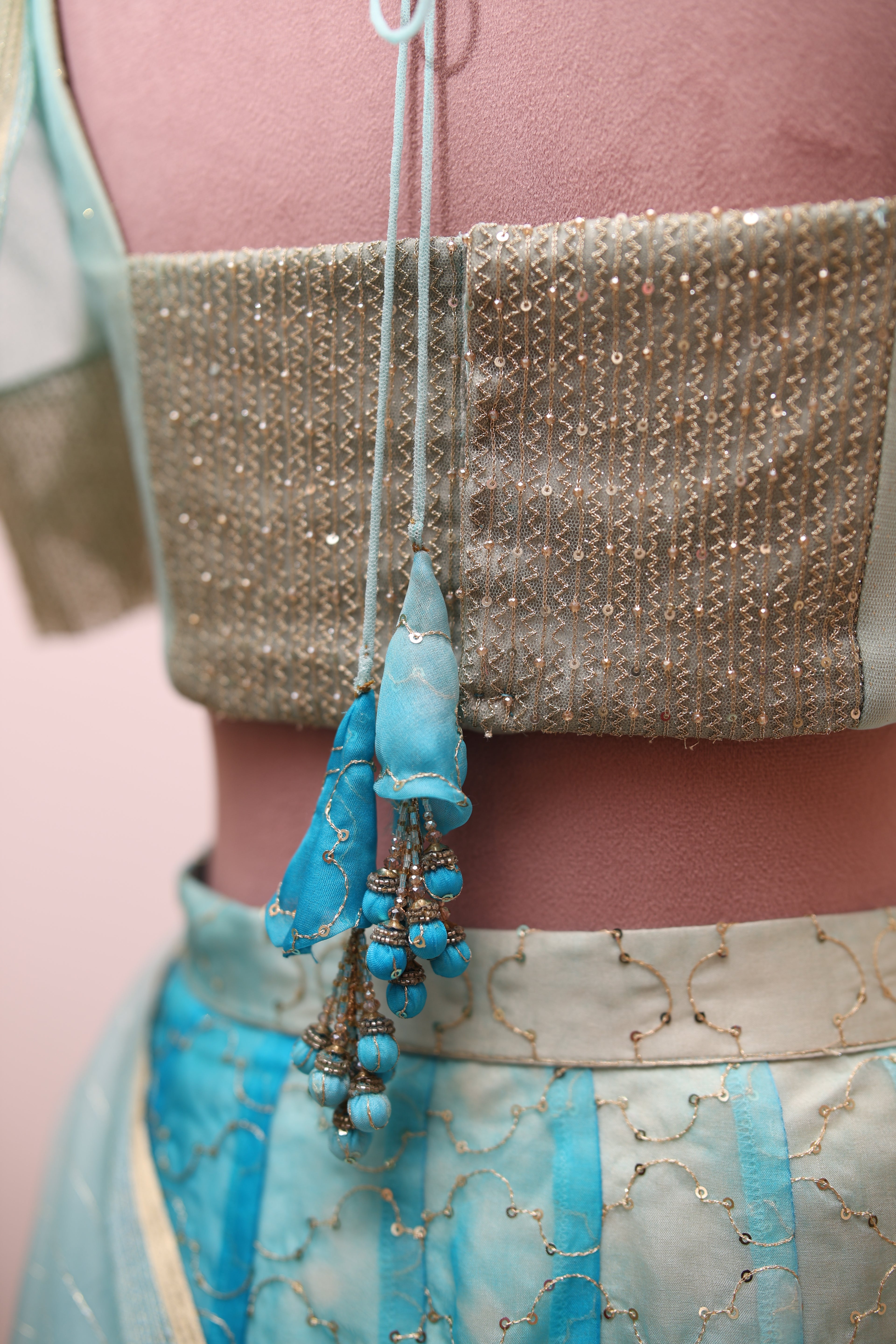 Celeste Blue Organza Lehenga Set