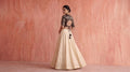 Noir Brocade Blouse & Ivory Tussar Silk Skirt Set